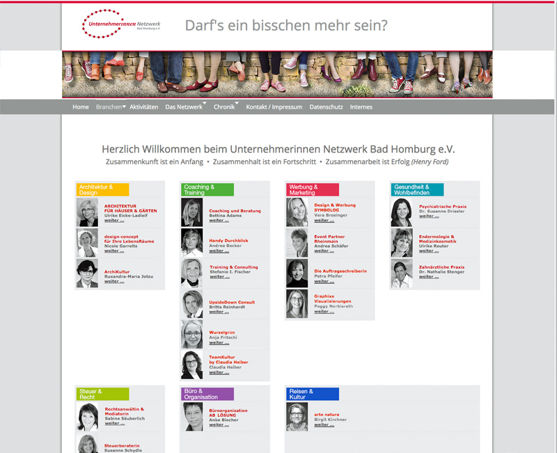 Website des Unternehmerinnennetzwerks Bad Homburg eV
